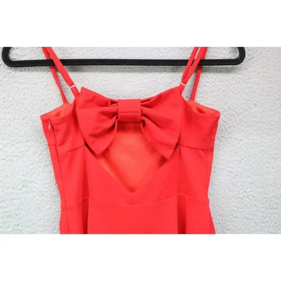 LuLus Red Cut-Out Dress-Size XS-New without Tags-Bow-Straps-Empire Waist-Lined - Picture 7 of 9